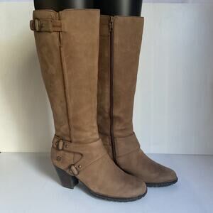 Børn Brown Leather Riding Boots Women’s 7 Tall Knee High Zip Buckle Equestrian